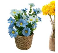 Genérico Small Fake Plants with Pot,20x15x12cm Time-Saving Artificial Flowers In Rattan Potted - Convenient Care Artificial Daisy Pot For Home Wedding Restaurant Dinner Decoration Shelf Table