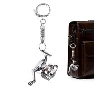 Genérico Small Fishing reelMetal Keychain Bag Charm Keyring for Use | Alloy Design System, Mini Rotating Drum Structure Feature, Decorative Functional Key Storage Function, School Travel Party