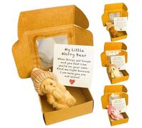 Genérico Small Plush Bear, Stuffed Animal Toy, Handmade Present, Pocket Sized with Inspirational Card, Soft Cuddly for Baby Shower, Graduation, Valentines, 1set