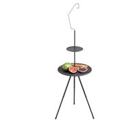 Genérico Small Round Folding Table, Double Layer Lightweight Table, Compact Portable Camping, Sturdy Waterproof, Easy to Set Up, Black, 1 Pack, for Outdoor, Indoor, Beach, Picnic, Travel