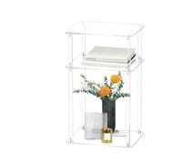 Genérico Small Side Table, Transparent Acrylic Tall End Table, Modern & Sturdy Design, Space Saving Multifunctional Organizer Shelf for Hotel, Dormitory, Apartment, Restaurant, Bathroom, Living Room