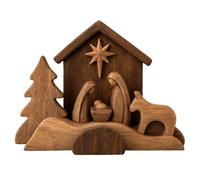 Genérico Small Wooden Nativity Scene - Christmas Desk Religious Decor