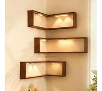 Genérico Smart Corner Shelves That Light up Your Space, Illuminated Corner Shelf for Figurines and Collectibles, Modern Wall-Mounted Display Rack Stand for Living Room, Study, Bedroom (3Pcs)
