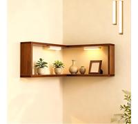 Genérico Smart Corner Shelves That Light up Your Space,Wooden Wall-Mounted Corner Shelf Display Rack,Corner Floating Storage Shelves with Light for Home Ornaments (1)