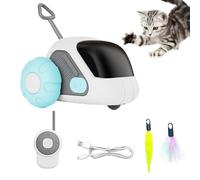 Genérico Smart Interactive Cat Toy, Remote Control Cat Toys, Feather Exercise Toys, Automatic Movement, Engaging Game for Cats and Kittens, 3.31x2.91x2.68 Inches, (Blue/Orange)