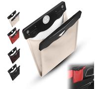 Genérico Smart LED Waterproof Car Leather Trash Can, Passenger Side Waterproof Storage Pocket, Hanging Leather Magnet Car Storage Pocket, Reusable, Save Space (Beige)