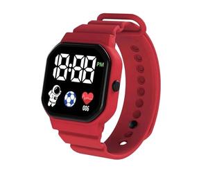 Genérico Smart Watch, LED Digital Wristwatch with Pin Buckle, Waterproof Silicone, Comfortable Sports Watch for Children Men Women Daily Wear, Outdoor Play, Travel or School Use, Red