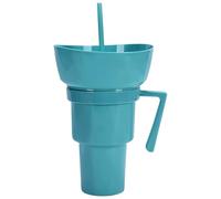 Genérico Snack and Bebe taza, tazón de bebidas combinadas de 2 en 1, tazas de palomitas de maíz de viaje con mango para adultos, recipiente para beber para alimentos a prueba de fugas
