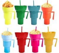 Genérico Snack and Drink Combo Cup, Reusable 2-In-1 Snack Cup and Drink Tumbler, with Bowl on Top, Reusable for Travel, Movie Nights, Stadiums, Outdoor Use (8pcs)