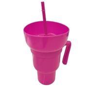 Genérico Snack and Drink Cup, Compartment, Leakproof Lid with Straw Opening, Cup Snacks Holder for Candy Popcorn Chips Fruit Juice Milk Tea, Adults Travel Car Events Parties Outdoor Picnic Use, Clear