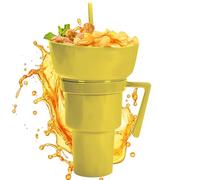 Genérico Snack and Drink Cup, Travel Food Beverage Holder, Leakproof -Compartment Container for Chips, Candy, Fruit, Dessert, Popcorn, Juice, Milk, Tea, Party, Outdoor, Car, Picnic Use