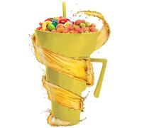 Genérico Snack and Drink Cup, Travel Food Container, Leakproof -Use Tumbler, Built-In Holder Design, Easy Carry Grip, Spill-Resistant Lid, Perfect for Chips, Candy, Juice, Tea, Party, Outdoor