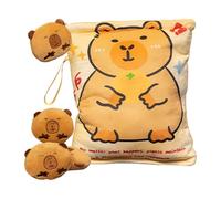 Genérico Snack Bags for Kids, Capybara Plush Snack Holder, PP Cotton Material, Stuffed Pillow with 4 Mini Dolls, Soft Cushion Design, Hugging Toy, Home Decor Travel Use, 18 x 20 cm, 1 set, c, Se