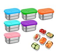 Genérico Snack Containers, Lunch Supplies, Stackable Reusable Metal Containers with 2.24/3.93/2.16 Inches, Food Storage, for Dining School, Kitchen, Travel, Meal Prep, Silver, Carry Canisters
