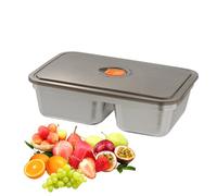 Genérico Snack Containers, Stainless Steel, Silver Food Box, Two Dividers, Leakproof Design, Portable Size for Fridge, Meal Prep, Kitchen Work, Travel Gym, Picnic Hiking, Daycare School, Outdoor Use