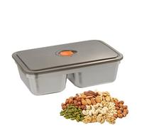 Genérico Snack Containers, Stainless Steel, Silver Food Box, Two Dividers, Leakproof Design, Portable Size for Fridge, Meal Prep, Kitchen Work, Travel Gym, Picnic Hiking, Daycare School, Outdoor Use