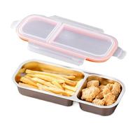 Genérico Snack Pack Container - 10.31 Inch Stainless Steel Box | PP Silicone Lunch Storage - Two Three Compartments Reusable Eco-Friendly Kitchen Refrigeration Cooking Meal Prep