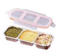 Genérico Snack Pack Container - 10.31 Inch Stainless Steel Box | PP Silicone Lunch Storage - Two Three Compartments Reusable Eco-Friendly Kitchen Refrigeration Cooking Meal Prep