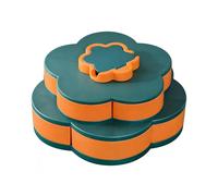 Genérico Snack Tray Organizer - Rotating Double Layer Flower Shape for Serving Appetizers | Rotatable Platters with Compartments, Perfect for Home Picnic Party Nuts Candy Dips and Snacks