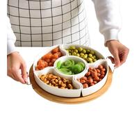 Genérico Snack Tray - Storage Organizer for Dry Food Dispenser, Removable Fruit Serving Plate with, 5 Container Compartment for Foods Camping, Entertaining, Thanksgiving, 11 Inches