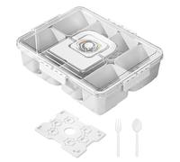 Genérico Snack Tray with Lid, Cooling Snack Container, Divided Food Organizer, 8 Compartments Reusable Serving Platter, Ideal for Hiking, School, Lunch, Students, Camping, Travel, Outdoor and Beach
