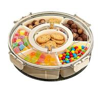 Genérico Snackle Box - Serving Tray, 360 Rotating Snackle Box With Airtight Lid And Handle | 6 Compartment Divided Snack Containers | Clear Storage Platter For Fruit, Nuts, Dips, Home Freezer, Picnic