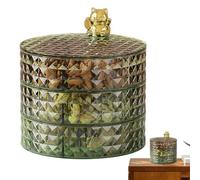 Genérico Snacklebox Container For Snacks | 3-Tiers Candy Box Compartment Snack Tray 6.5x6.5x6.73 Inches | Luxury Display Plate Large Capacity Serving Dishes With Cat For Dried Fruit