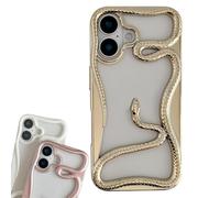 Genérico Snake Phone Case, Heat Dissipation for iPhone 16 Pro MAX Case Snake, Hollow Solid Color 3D Snake for iPhone Case Compatible with iPhone 16 15 14 13 12 Pro MAX (for 15Promax,Gold)