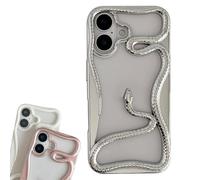 Genérico Snake Phone Case, Heat Dissipation for iPhone 16 Pro MAX Case Snake, Hollow Solid Color 3D Snake for iPhone Case Compatible with iPhone 16 15 14 13 12 Pro MAX (for 13,Silver)