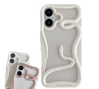 Genérico Snake Phone Case, Heat Dissipation for iPhone 16 Pro MAX Case Snake, Hollow Solid Color 3D Snake for iPhone Case Compatible with iPhone 16 15 14 13 12 Pro MAX (for 14Promax,White)