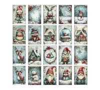 Genérico Snow Gnome Christmas Postcards Set 20 | Paper 14.5x10cm 50g Vintage Style | Dwarf Elf Holiday Greeting Cards | Scrapbook Craft Album Keepsake For Friends Relatives