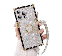 Genérico Snowdoves Sparkle Crystal Bracelet Phone Case, Clear Diamond Glitter Bling Sparkle Case, Glitter Bling Shiny Sparkle Diamond Clear Phone Cases (White,16plus)