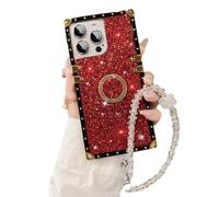 Genérico Snowdoves Sparkle Crystal Bracelet Phone Case, Clear Diamond Glitter Bling Sparkle Case, Glitter Bling Shiny Sparkle Diamond Clear Phone Cases (Red,11pro)