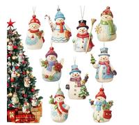 Genérico Snowman Ornament - Christmas Ornaments | Christmas Tree Decorative Hangable Ornaments | 9 Piece Figurine Collectible Wood Crafts Pendant for Holiday Party Supplies Garden Outdoor Wall Window
