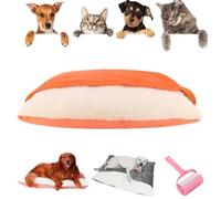 Genérico Snuggle Burrow Bed, Cozy Hooded Pet Bed,Dachshund Beds with Removable Hood for Pets Under 50 lbs (Orange, L)
