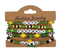 Genérico Soccer Beaded Bracelets - Unisex Sports Charm Jewelry Set, Game Day Fan Accessories for Parents, Coaches and Players, Team Spirit Wristbands for Matches and Sports Events