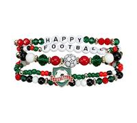 Genérico Soccer Beaded - Stretch Bracelets Unisex Sports | Charm Jewelry Elastic Fan Wristbands Team Spirit Accessory for Players, Coaches, Parents, School Matches, Games, Training Support