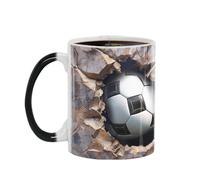 Genérico Soccer Mug - Color Changing Drinkware, 3D Crack Design, 3.78 inches Heat Reactive Beverageware | Football Novelty Gift Item, Kids Sports Party Present