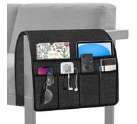 Genérico Sofa Armrest Organizer - Non Slip Couch Armchair, Remote Control Holder Storage, Multi Pocket Bedside Organizer for Gadgets, Snacks, Books, Phone, Linen Fabric, 18.9x35.04Inch