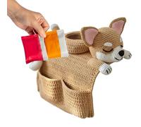 Generico Sofa Armrest Organizer, Sofa Armrest Pocket With Cup Holder, Adorable Crochet Dog Home Decor For Drink Cup Phone Snack Glasses Bedroom Apartment Household Recliner Armchair