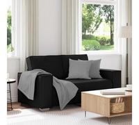 Genérico sofá de dos plazas negro 160 cm de piel sintética moderna, diseño mínimo con reposabrazos anchos y marco robusto de metal y madera contrachapada para un confort duradero en el salón.