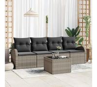 Genérico sofá de jardín modular de 5 piezas, color gris | Con baúl de almacenamiento, cojín de espuma de poliéster, acero en polvo, uso al aire libre