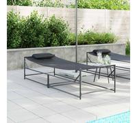 Genérico Sofá de Sol de jardín con Almohada 2 pcs Negro,Mobiliario,Muebles de jardín,Camas para exteriores-42003023