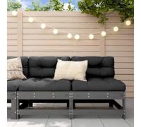 Genérico Sofás centrales de jardín 2 uds Madera Maciza de Pino Gris,Mobiliario,Muebles de jardín,Asientos de Exterior,Sofás modulares de exterior-825515
