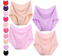 Genérico Sofilace - Elegant, Comfortable High-Waist Leakproof Panties, Lace Breathable Solid Color Female Briefs for Seniors (4PCS-A,4XL)