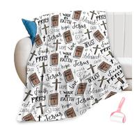 Genérico Soft Christian Bible Jesus Throw Blanket for Winter Decor, Washable Plush Faith Scripture Blanket for Women, Comfort Warm Religious Verse Flannel Prayer Shawl