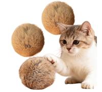 Genérico Soft Fluffy Cat Toy Balls, Faux Rabbit Fur with Premium Catnip, Interactive Chase Toys for Indoor Cats & Kittens, Washable & Durable, for Ejercice, Kicking & Bonding