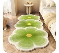 Genérico Soft Irregular Flower Pattern Rug - Velvet Colorful Flower Rug with Wavy Edges, Cute Non-Slip Flowerrugs, For The Bedroom, Bathroom and Living Room (Green 2,50 * 80cm)