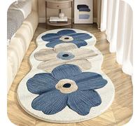 Genérico Soft Irregular Flower Pattern Rug - Velvet Colorful Flower Rug with Wavy Edges, Cute Non-Slip Flowerrugs, For The Bedroom, Bathroom and Living Room (Blue,50 * 80cm)