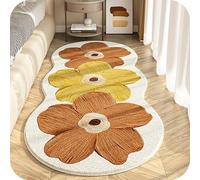 Genérico Soft Irregular Flower Pattern Rug - Velvet Colorful Flower Rug with Wavy Edges, Cute Non-Slip Flowerrugs, For The Bedroom, Bathroom and Living Room (Yellow,50 * 120cm)